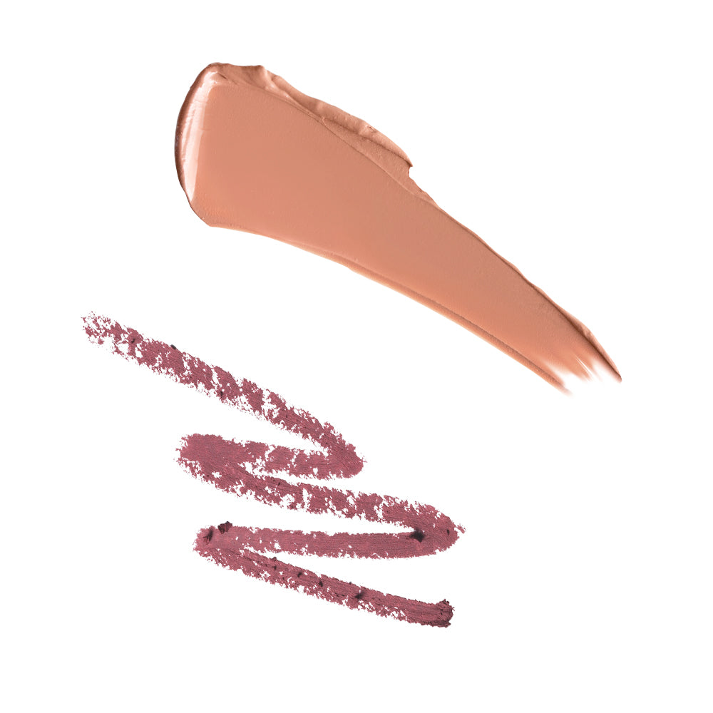 Sensual nude lip liner and Clever plush rush satin matte lipstick