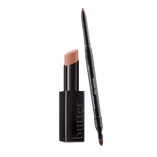 Sensual nude lip liner and Clever plush rush satin matte lipstick